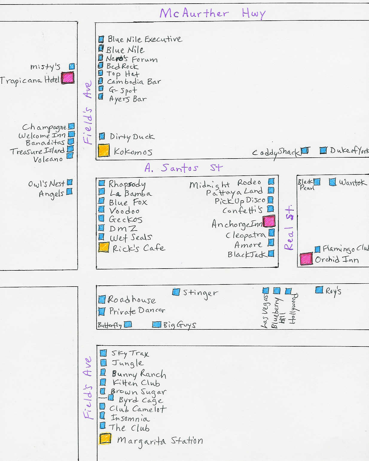 Angeles City Bar Map